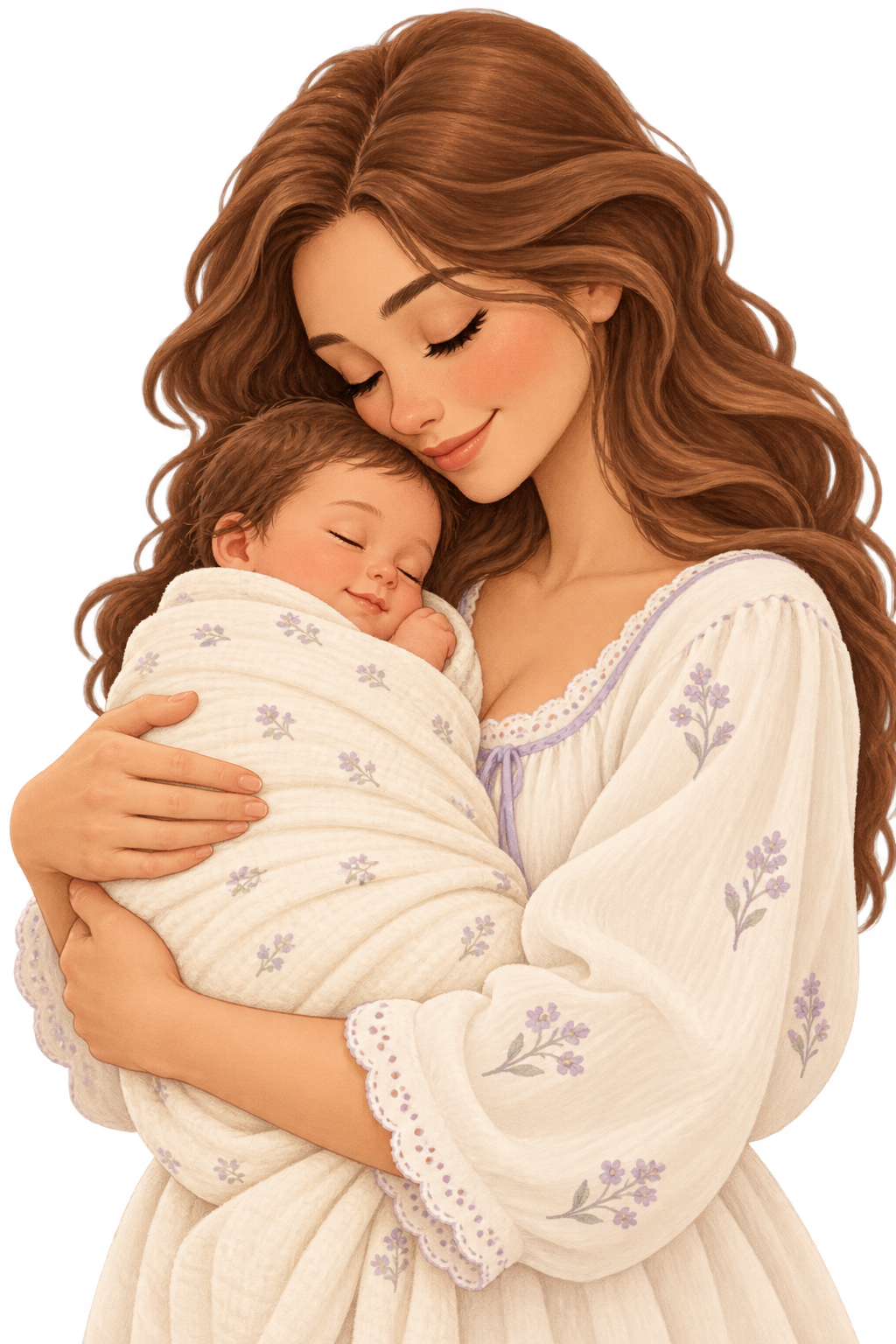 Illustration of a parent cuddling a baby